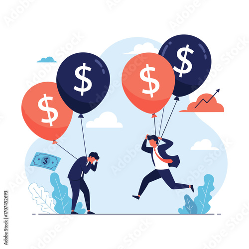 Financial Growth And Decline In Business With Economic Market Fluctuations