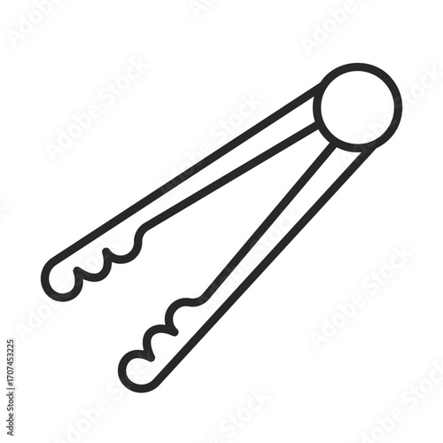 Kitchen tongs line icon vector for cooking and culinary clip art.