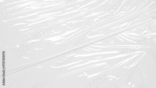 Photography plastic overlay texture of realistic crumpled transparent plastic film wrap on black background,wrinkled stretched plastic effect