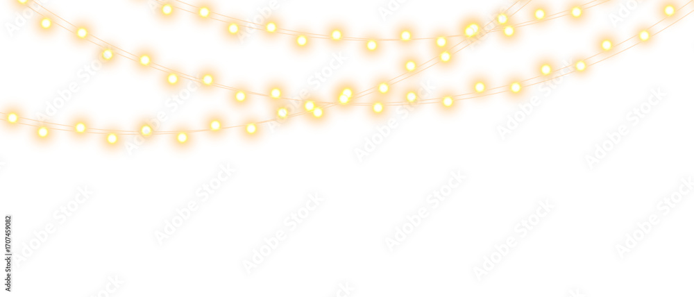 Christmas bulbs twinkle with gentle shine, festive garland string light PNG