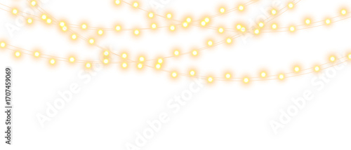 PNG Christmas garland lights, glowing string bulbs festive holiday decoration