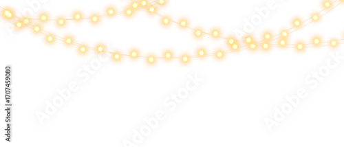 Christmas bulbs twinkle with gentle shine, festive garland string light PNG