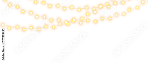 Christmas bulbs twinkle with gentle shine, festive garland string light PNG