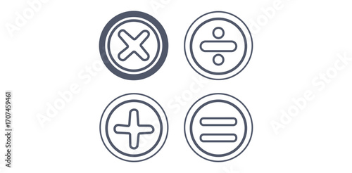 Outlined Basic Math Symbols Icons

