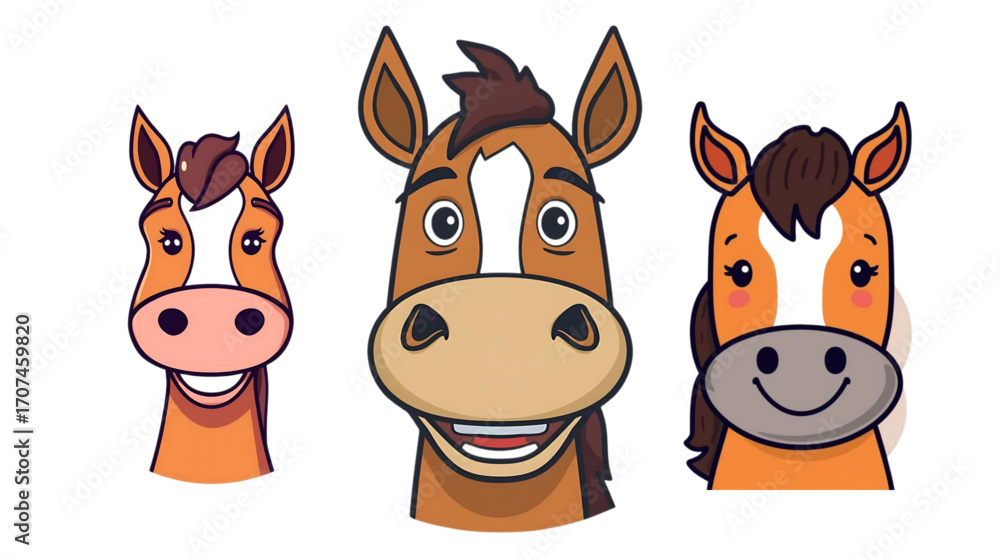 Obraz premium Cute vector cartoon illustration of a cute brown horse character