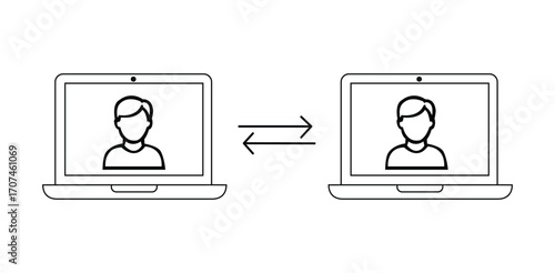 Peer-to-Peer Outlined Video Conference Icon

