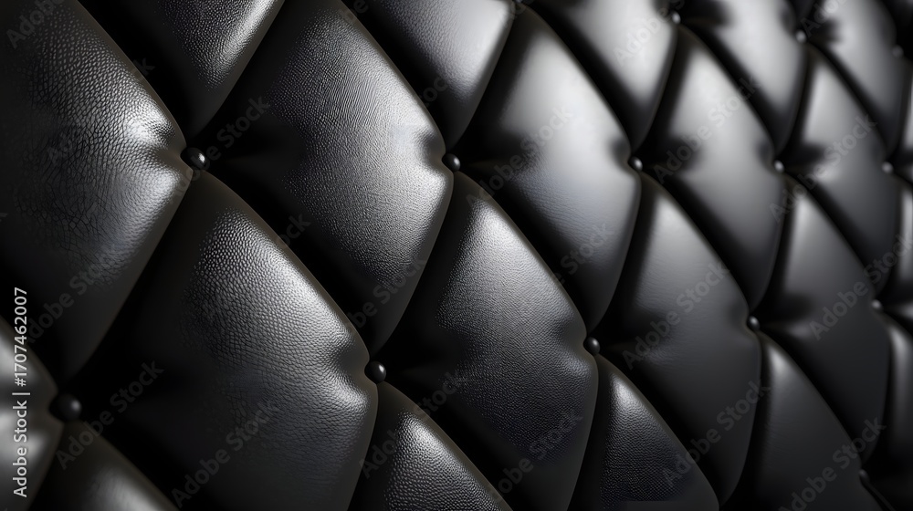 Fototapeta premium Black leather tufted upholstery texture background for sofa design