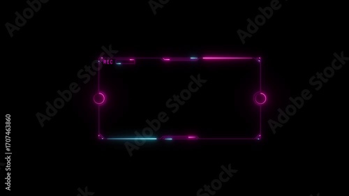 Wallpaper Mural Neon glowing HUD REC template futuristic frame, Virtual Interface, Reality Technology View Display. Digital neon HUD futuristic background. Future technology screen.4k animation video.. Torontodigital.ca