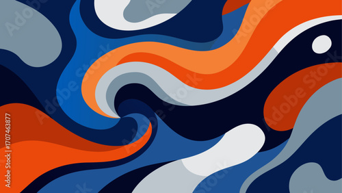 Abstract swirls in blue orange and grey tone