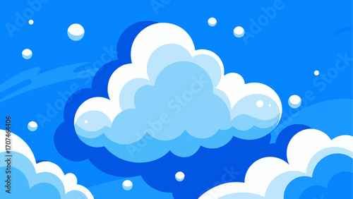 Cartoon clouds floating in the blue sky