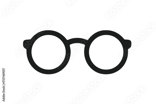 Eyeglasses icon vector. Round glasses silhouette. Circle spectacle frame. Optical fashion accessory. Geek, nerd, hipster style. Reading vision symbol. Simple flat design.