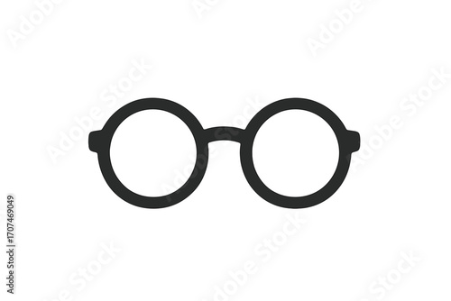 Eyeglasses icon vector silhouette. Round glasses frame for nerd or geek. Retro hipster optical fashion accessory. Spectacles for vision & sight. Black simple classic symbol.