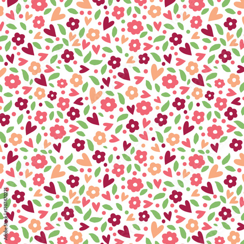 Seamless childish pattern with fairy flowers. Creative kids city texture for fabric, wrapping, textile, wallpaper, apparel. Seamless pattern with creative decorative flowers in scandinavian style.
