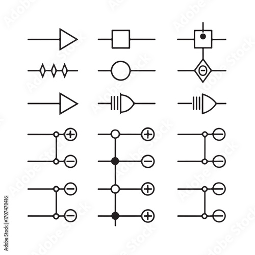 logic gates, digital electronics symbol. vector illustration on transparent background.