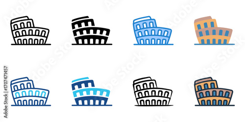 Historic site visit icon set multiple style collection 
