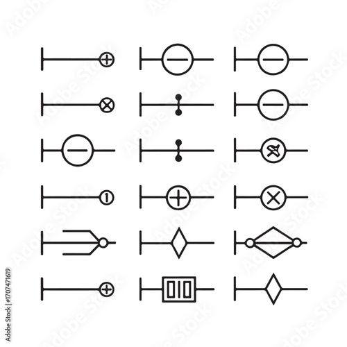 logic gates, digital electronics symbol. vector illustration on transparent background.