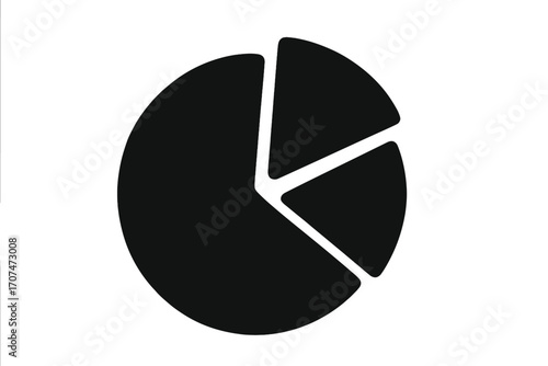 Pie chart icon for data analysis and statistics. Infographic element for business report or presentation. Simple vector circle diagram for finance, marketing, and analytics.
