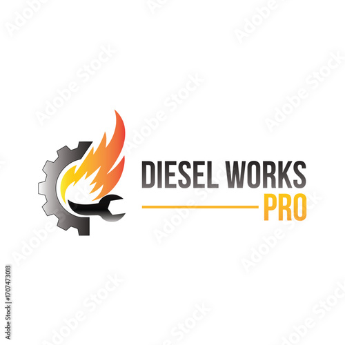 diesel turbo automotive repair logo design, Truck repair emblem, Automotive logo with gears design, custom garage repair automotive, spare part car and motorcycle shop business 