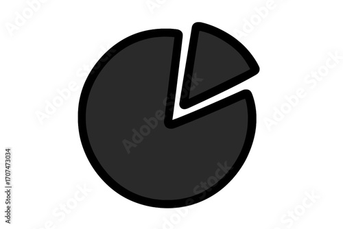 Pie chart icon vector silhouette. Business graph symbol for data analysis and statistics. Infographic element for presentation, report, and web design. Market share diagram.