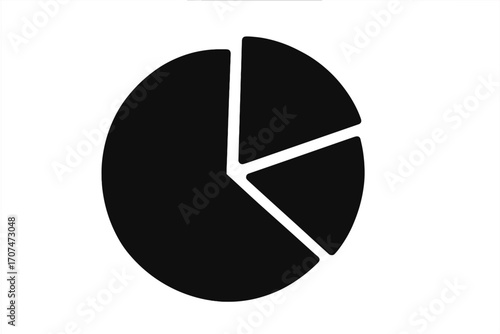 Pie chart icon for business data analysis. Simple vector graphic for statistics, reports, and infographics. Financial diagram symbol. Market share percentage graph illustration.