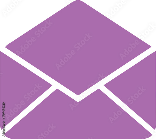 Simple violet envelope icon representing communication and correspondence on a white background
