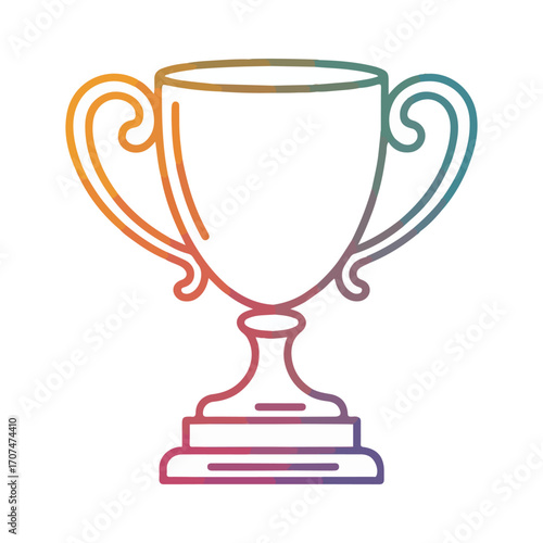 Continuous Simple black line art drawing of a trophy in a minimalist style on a white background.