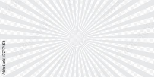 White and gray sun ray pattern design. Vintage sun ray illustration with swirling lines.