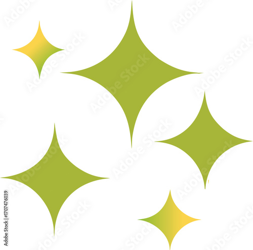 Sparkling green starbursts with a subtle yellow gradient on a white background
