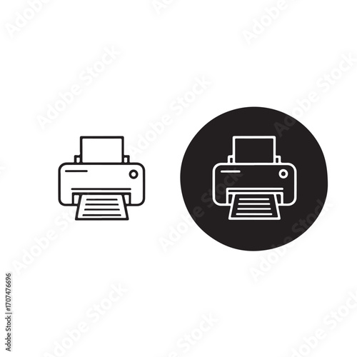 Print Icon Set, Printer Button Vector Symbol on Transparent Background.