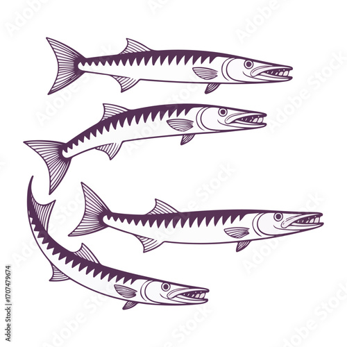 Continuous Simple black line art drawing of a fish in a minimalist style on a white background.