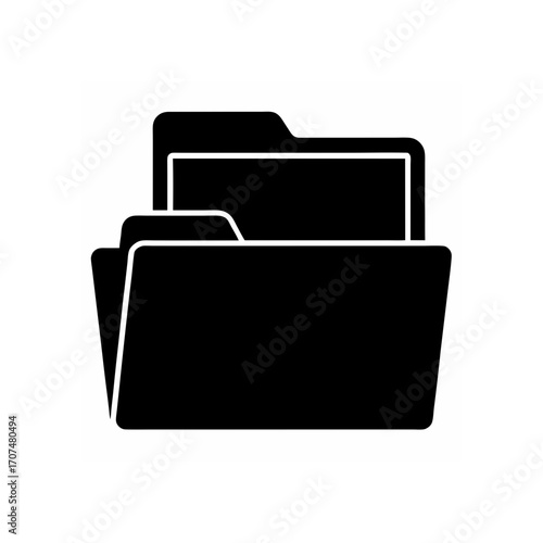 Silhouette of open file folder icon view on transparent background