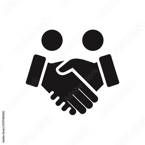 Illustration of a handshake with two dots on transparent background silhouette