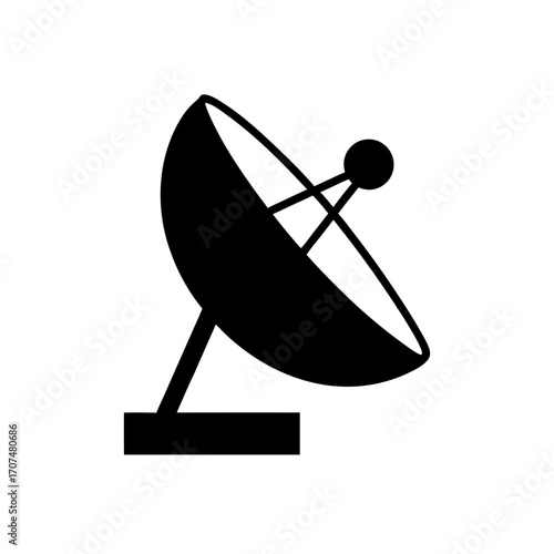 Illustration of a satellite dish antenna on transparent background silhouette