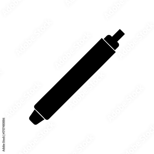 Illustration of a black marker on white page on transparent background silhouette