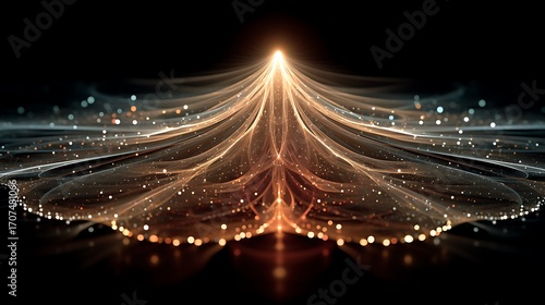 Golden glowing fractal wave burst energy high resolution image