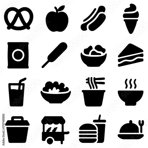 Food Icons: A collection of meticulously crafted food icons, showcasing a variety of culinary delights with a focus on clarity and simplicity.