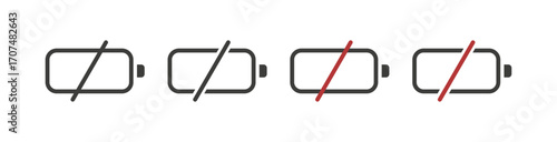 Set of no battery and low charge design icons vector illustration concept