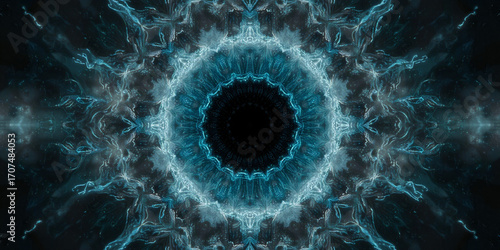 Wallpaper Mural Abstract glowing mandala in blue light pattern - AI generated Torontodigital.ca