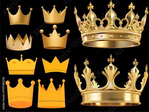 Crown icon - Gold crown with transparent background - 1