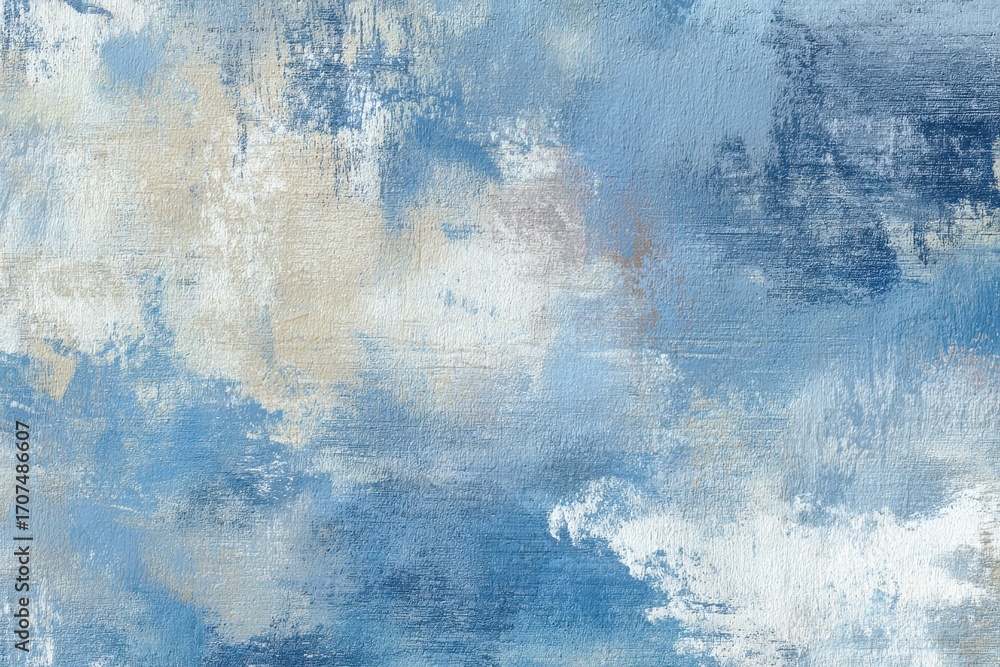 Fototapeta premium Abstract Grunge blue cream white texture background wallpaper. Art backdrop, contrasting paint brush strokes, weathered canvas
