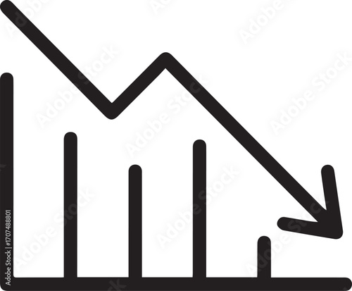Decline Graph Outline Icon – Minimal Downward Chart Vector