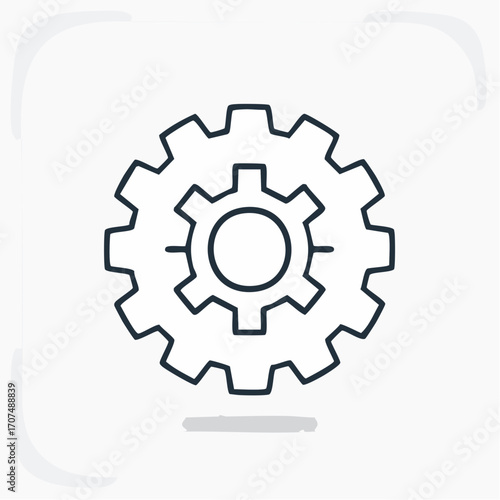 Gear mechanism rotates smoothly, symbolizing engineering precision and efficiency in a modern, minimalist style.