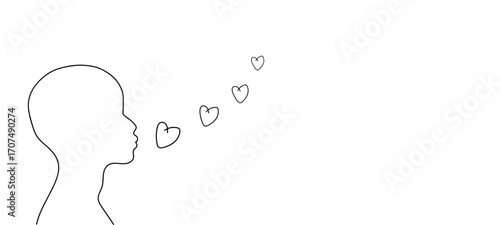 Simple line drawing of a person expressing love.