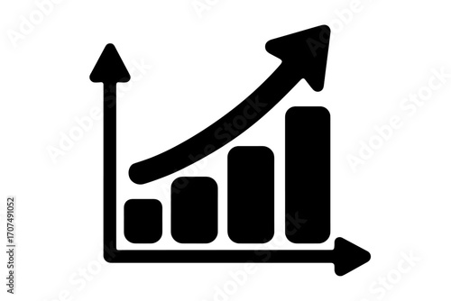 Business growth chart icon. Financial progress graph symbol. Concept of success, increase, and achievement. Market analysis diagram with arrow up. Vector for investment report.