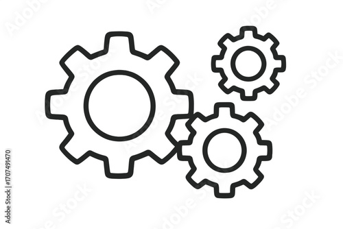 Gears icon vector. Cogwheel mechanism illustration. Concept of teamwork, progress, collaboration. System settings, configuration, and options. Industrial process line symbol.
