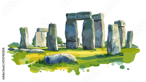 Stonehenge. Stonehenge watercolor vector illustration