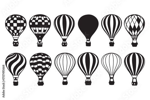 Hot air balloon Svg bundle air balloon silhouette hot air svg clipart balloon rides set