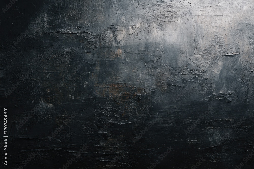 Obraz premium Grunge weathered black wall paint background wallpaper. Copy space, worn out backdrop 