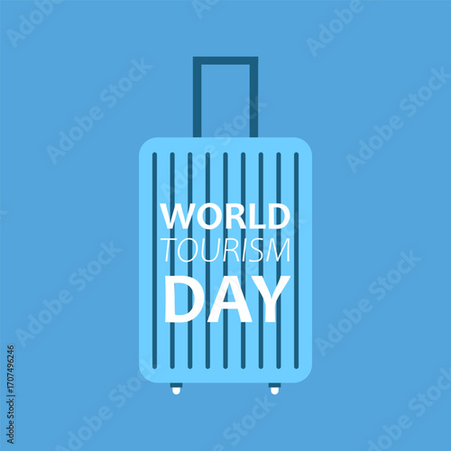 A suitcase design emphasizes World Tourism Day celebration.