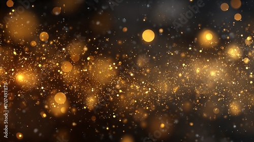 Dreamy golden holiday bokeh background with large soft glowing orbs sparkling particles and festive sprinkles perfect for Christmas and New Year wallpapers gift wrap banners and web headers